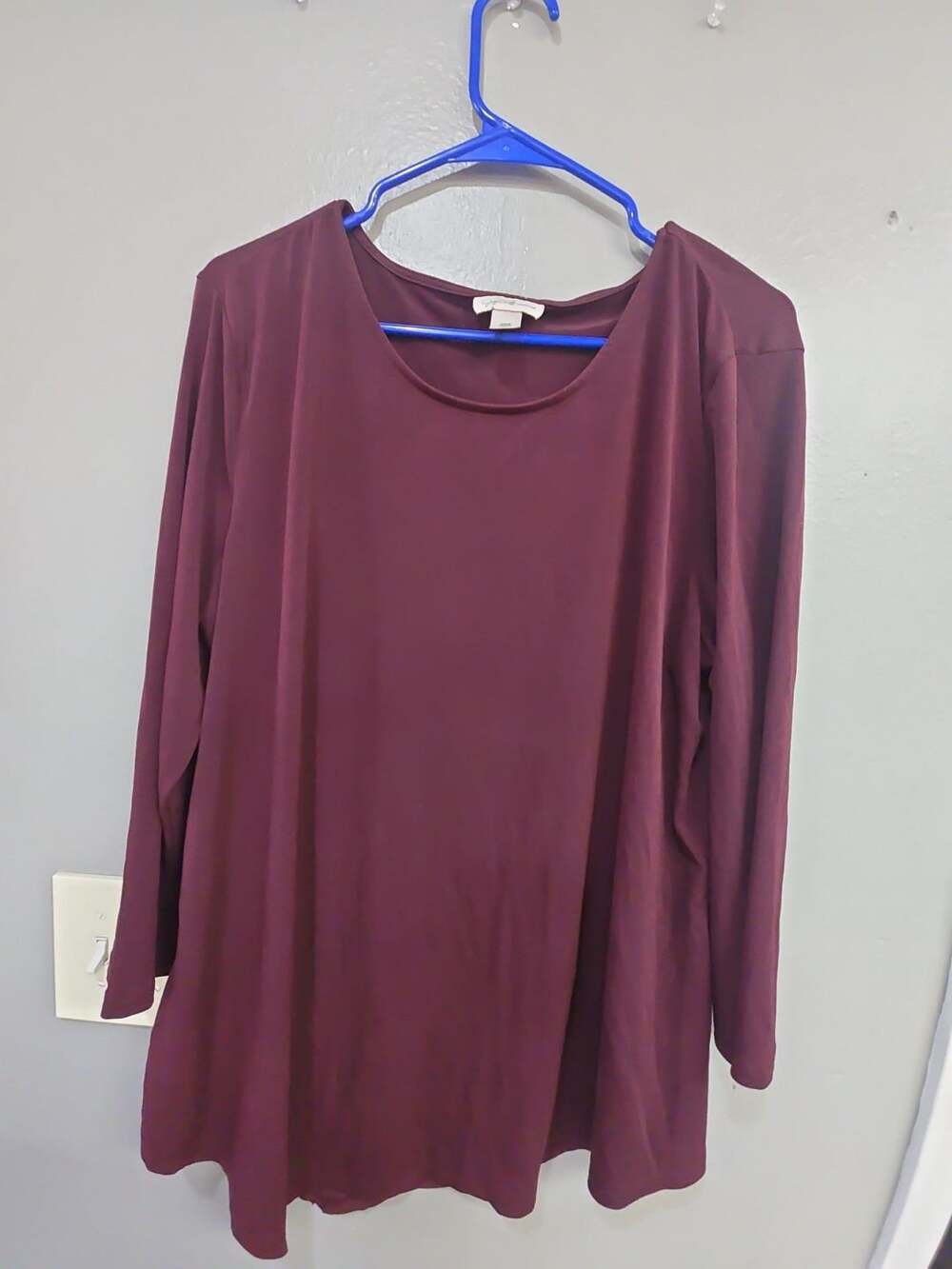 Jaclyn Smith Collection Tunic Top Size XXL Burgundy Long Sleeve